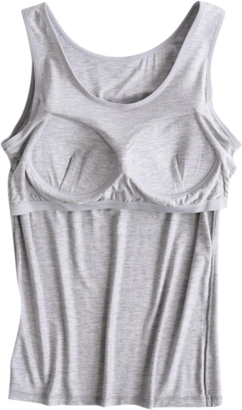 Womens Tank Tops with Built in Bras Padded Basic Solid … - Little River ...