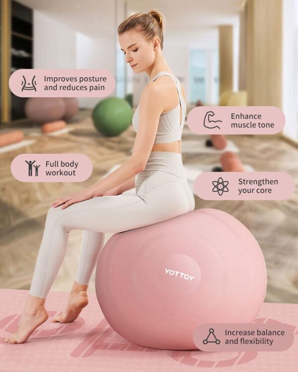 YOTTOY Anti-Burst Exercise Ball for Working Out, Yoga B... - Image 10