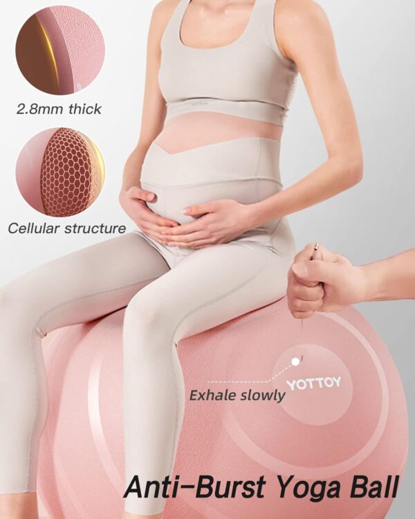 YOTTOY Anti-Burst Exercise Ball for Working Out, Yoga B... - Image 3