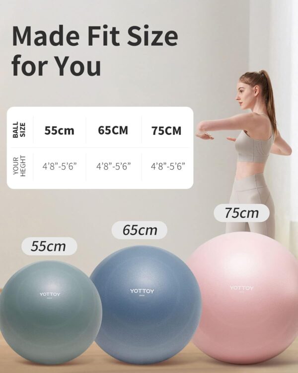 YOTTOY Anti-Burst Exercise Ball for Working Out, Yoga B... - Image 9