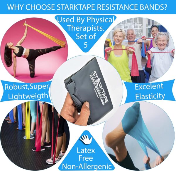 Resistance Bands Set. 3 or 5 Pack Non-Latex Physical Th... - Image 7