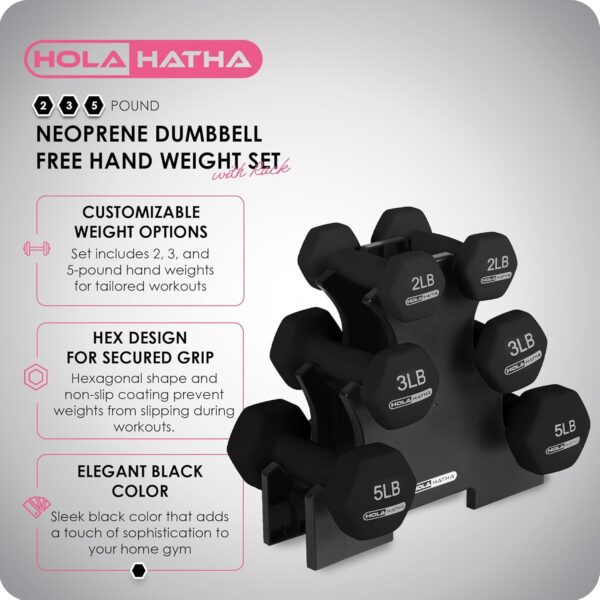 HolaHatha 2, 3, 5, 8, and 10 Pound Neoprene Dumbbell Fr... - Image 3